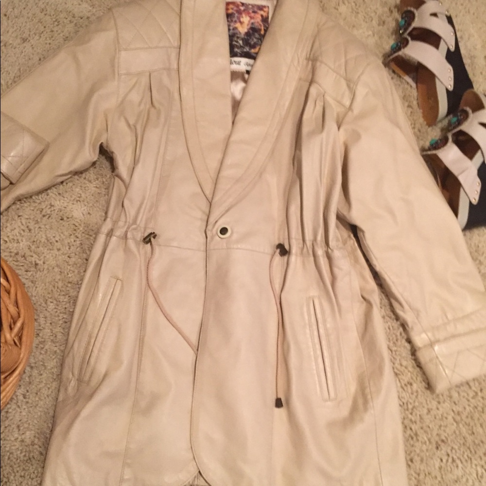 Cream leather coat